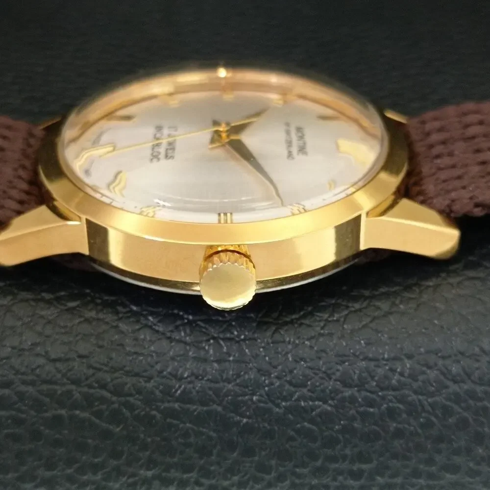 Vintage 1987 Montine Of Switzerland Manual Mens Gold Watch W/Nato Strap